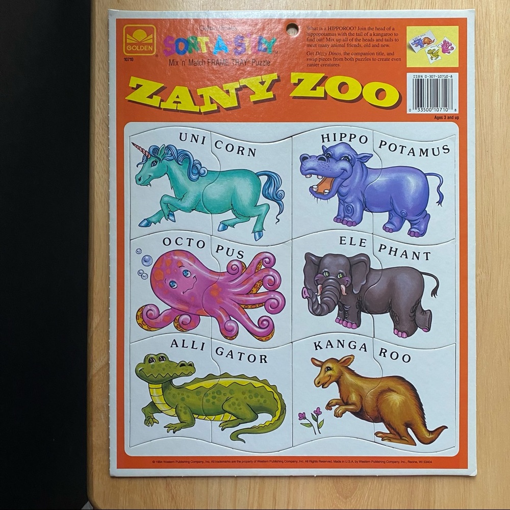 Golden Books Zany Zoo Kids Frame-Tray Puzzle